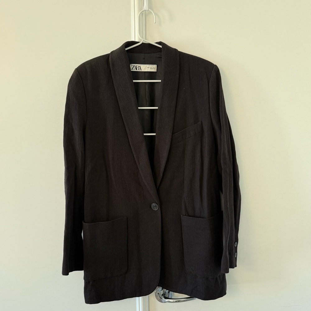 Zara Black Single-Button Blazer